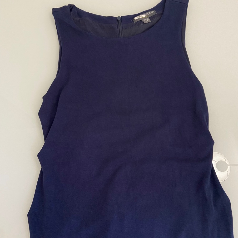 A Pea In The Pod Maternity Sleeveless Stretch Casual Navy Blue Dress Size M FLAW